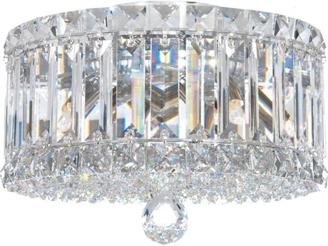Schonbek Plaza 4-Light Stainless Steel Crystal Glass Drum Flush Mount