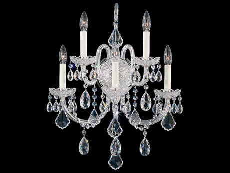 Schonbek Olde World 5-Light Silver Crystal Wall Sconce