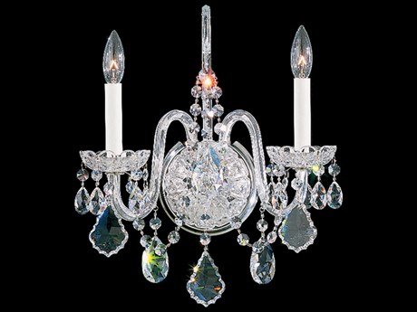 Schonbek Olde World 2-Light Silver Crystal Wall Sconce