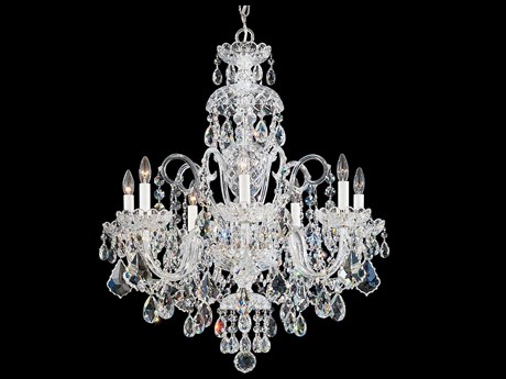 Schonbek Olde World 7-Light Silver Crystal Candelabra Chandelier