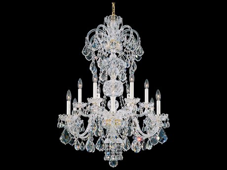 Schonbek Olde World 12-Light Gold Crystal Candelabra Chandelier
