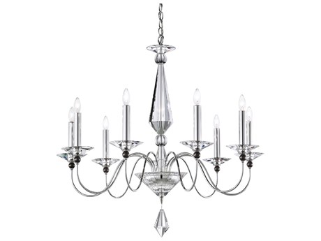 Schonbek Jasmine 9-Light Polished Silver Crystal Candelabra Chandelier