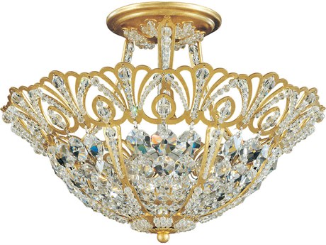 Schonbek Rivendell 5-Light Gold Crystal Bowl Semi Flush Mount