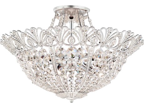 Schonbek Rivendell 9-Light Silver Crystal Bowl Semi Flush Mount