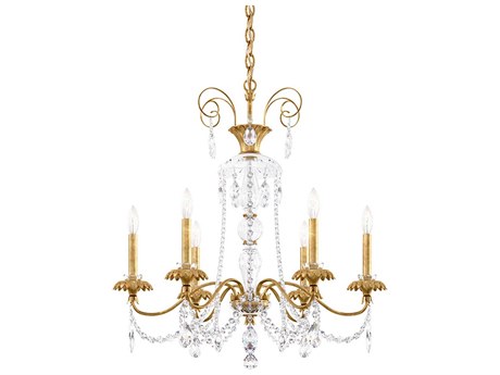 Schonbek Helenia 6-Light Heirloom Gold Crystal Candelabra Chandelier