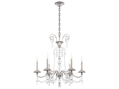 Schonbek Helenia 6-Light Heirloom Silver Crystal Candelabra Chandelier