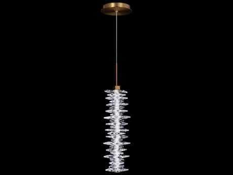 Schonbek Bergy Aged Brass Cylinder Linear Mini Pendant