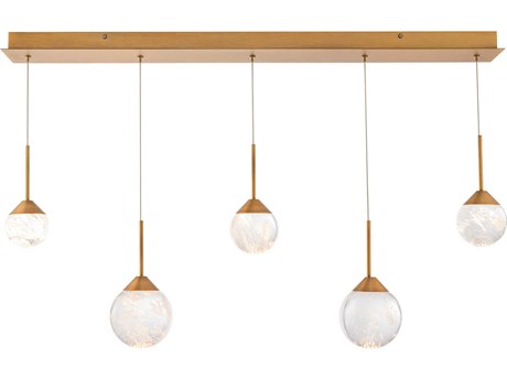 Schonbek Quest 5-Light Aged Brass Globe Island Pendant