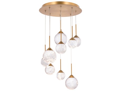 Schonbek Quest 9-Light Aged Brass Globe Pendant