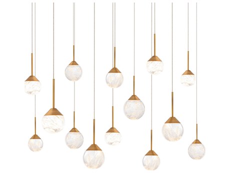 Schonbek Quest 14-Light Aged Brass Globe Island Pendant