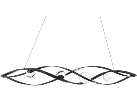 Schonbek Slipstream 4-Light Black Globe Geometric Island Pendant