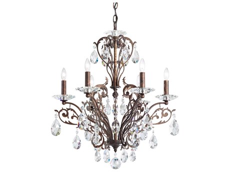Schonbek Filigrae 6-Light Bronze Crystal Candelabra Chandelier