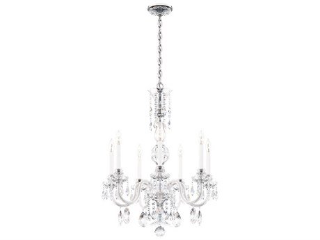 Schonbek Hamilton Nouveau 7-Light Silver Crystal Candelabra Chandelier