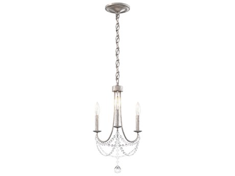 Schonbek Verdana 3-Light Antique Silver Steel Crystal Candelabra Chandelier
