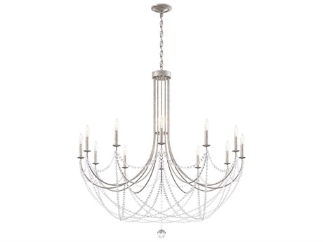 Schonbek Verdana 12-Light Antique Silver Crystal Candelabra Chandelier