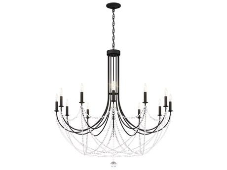 Schonbek Verdana 12-Light Black Crystal Candelabra Chandelier