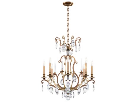 Schonbek Renaissance Nouveau 8-Light Etruscan Gold Crystal Candelabra Chandelier