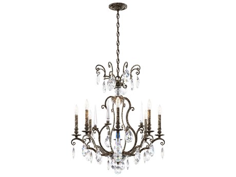 Schonbek Renaissance Nouveau 8-Light Heirloom Bronze Crystal Candelabra Chandelier
