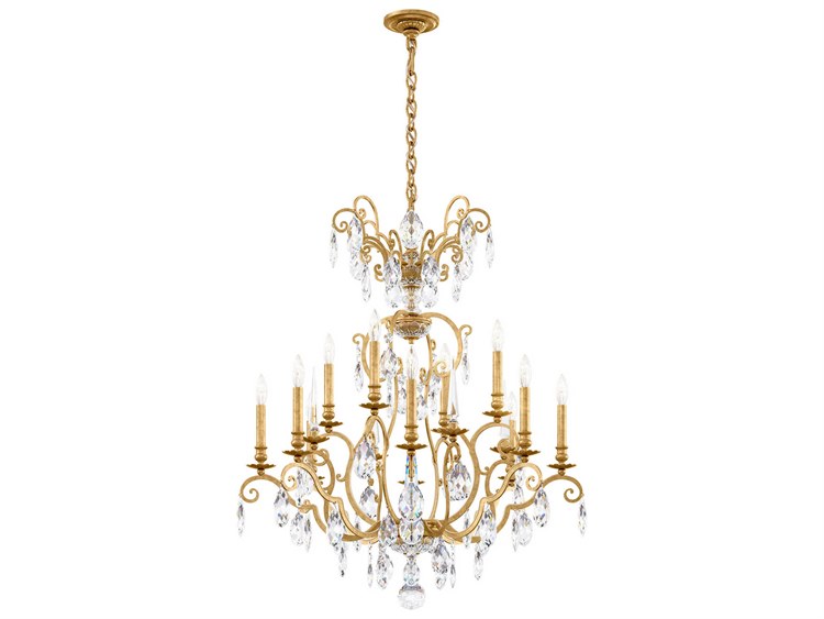Photos - Chandelier / Lamp Nouveau Schonbek Renaissance  12 8-Light Heirloom Gold Crystal Candelabra Chandelier RN3872N-22H 