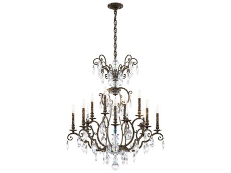 Schonbek Renaissance Nouveau 12 8-Light Heirloom Bronze Crystal Candelabra Chandelier