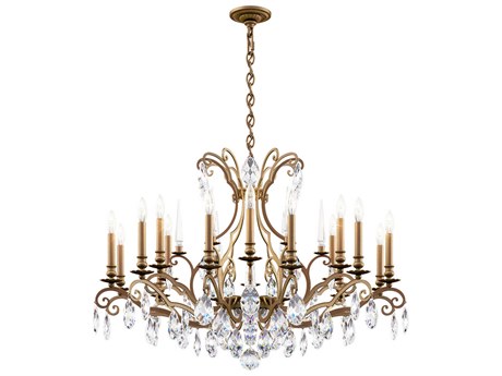 Schonbek Renaissance Nouveau 18-Light8-Light Etruscan Gold Crystal Candelabra Chandelier