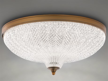 Schonbek Roma 1-Light Aged Brass Crystal Glass Bowl Flush Mount