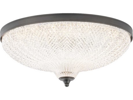 Schonbek Roma 1-Light Antique Nickel Crystal Glass Bowl Flush Mount