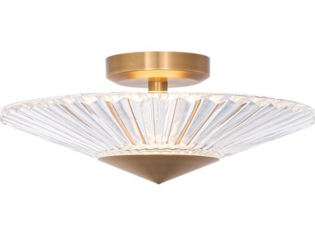 Schonbek Origami 1-Light Aged Brass Crystal LED Dome Linear Semi Flush Mount