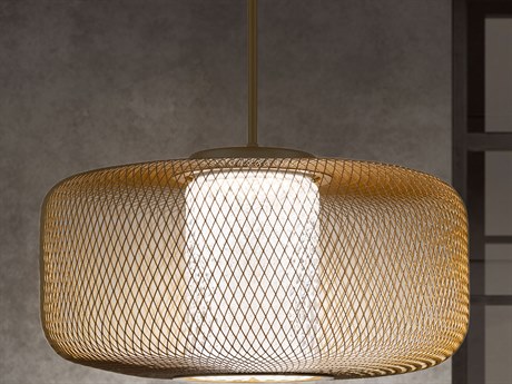 Schonbek Kodo 1-Light Gold Lace Crystal LED Drum Geometric Pendant