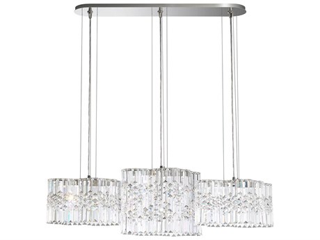 Schonbek Selene 6-Light Stainless Steel Silver Crystal LED Linear Island Pendant