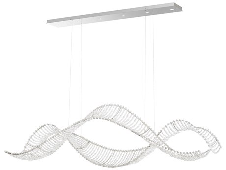 Schonbek Alon 6-Light Stainless Steel Silver Crystal LED Linear Island Pendant