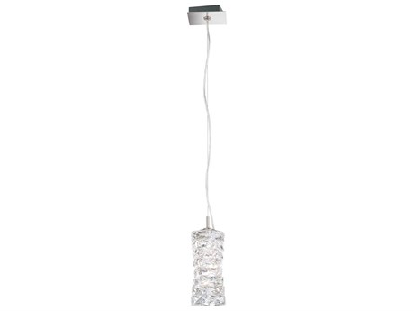Schonbek Glissando 1-Light Stainless Steel Crystal LED Cylinder Mini Pendant