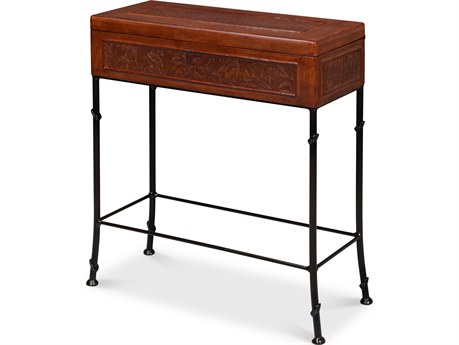 Sarreid Ltd Botanical Leather Box On Stand