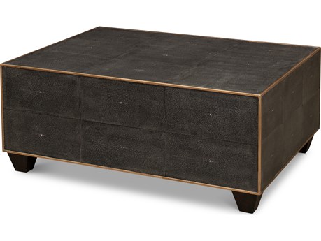 Sarreid Ltd Grey Leather Shagreen Cocktail Table