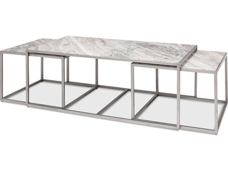 Sarreid Ltd Set of 3 Nesting Low Tables Marble Tops
