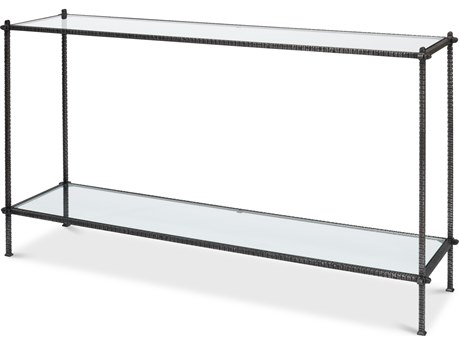 Sarreid Ltd Hand Chased Iron Console Table Glass Top