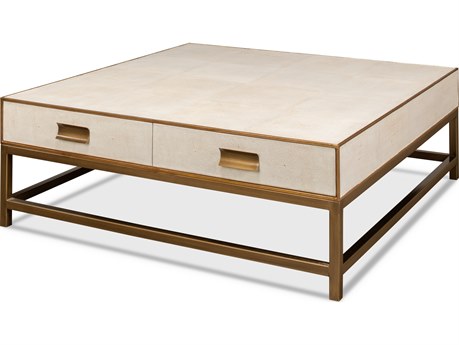 Sarreid Ltd Gideon Shagreen Square Coffee Table White