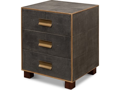 Sarreid Ltd Gideon Shagreen 3 Drawer Side Table Grey