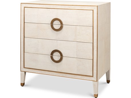 Sarreid Ltd Gabriella Shagreen 4 Drawer Chest White