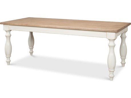 Sarreid Ltd Brie Dining Table Antique White Natural Top