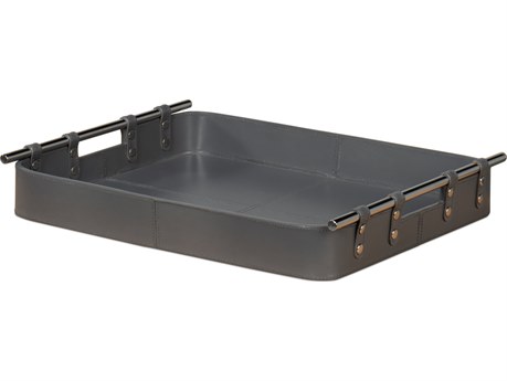 Sarreid Ltd Safari Leather Tray Quiet Shade