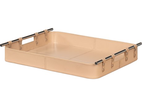 Sarreid Ltd Safari Leather Tray Mushroom
