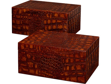 Sarreid Ltd Candece Leather Box Tan 2