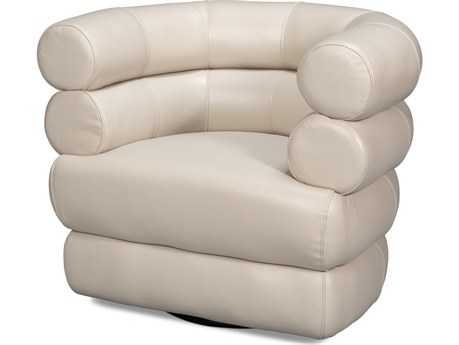 Sarreid Ltd Rondo Leather Swivel Chair White