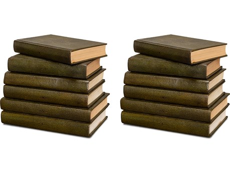 Sarreid Ltd Shagreen Books Set of 12 Leaf