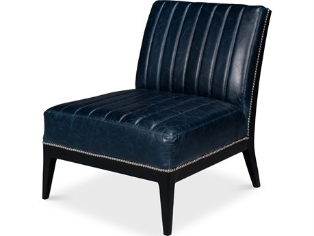 Sarreid Ltd Agave Slipper Chair Distilled Leather Blue