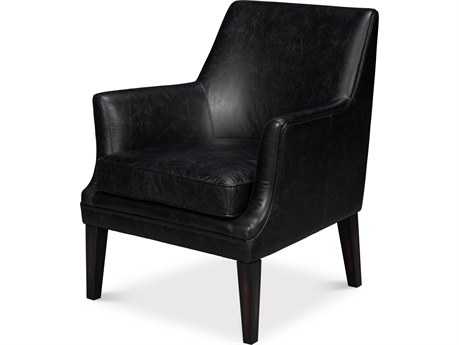 Sarreid Ltd Royalton Distilled Leather Chair Black