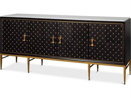 Sarreid Ltd Palisade Shagreen Credenza Black