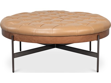 Sarreid Ltd Corbet Brown Leather Ottoman