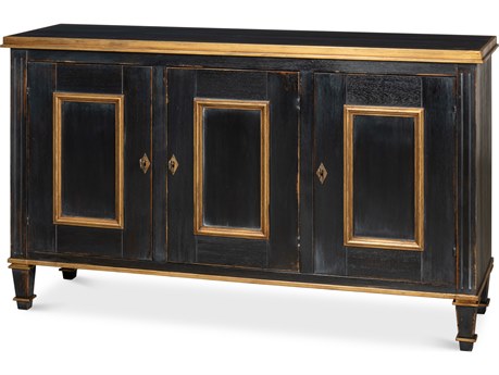 Sarreid Ltd Louis XVI Buffet Powder Black with Gold